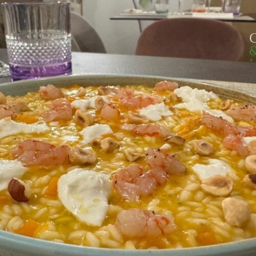 Risotto d'autunno con zucca e gambero viola: un'esplosione di sapori tra mare e terra